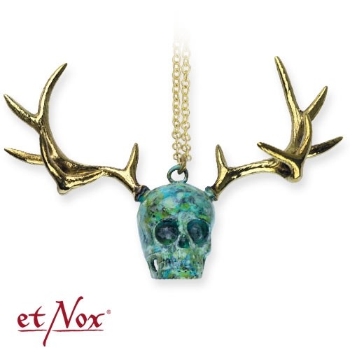 etNox - Anhänger "Skull with Deer Head" goldfarben