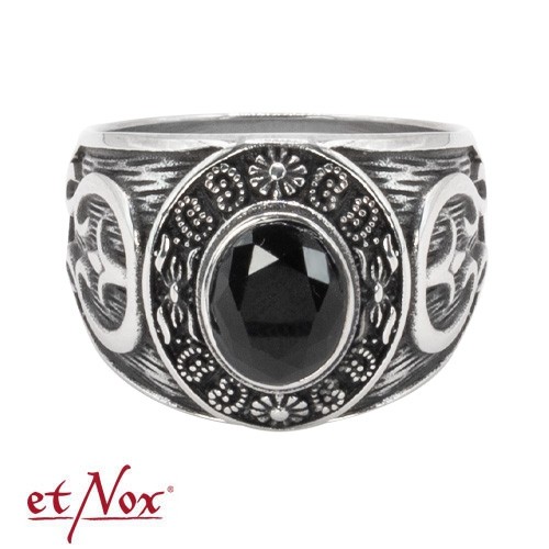 etNox - Ring "Victorian Gothic" Edelstahl mit Stein